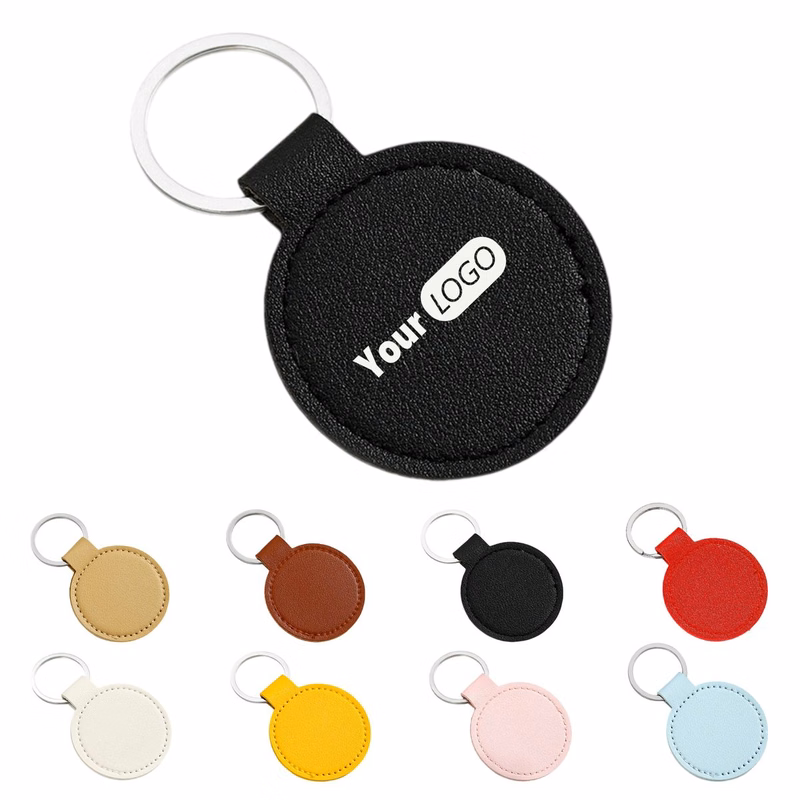 Round PU Leather Key Ring