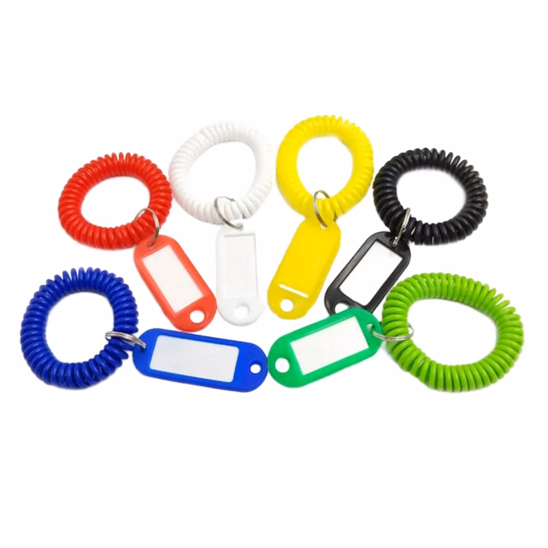 Spiral Coil Wristlet Keyring with Luggage Name Tag