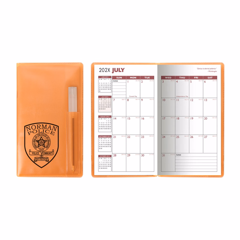 Translucent Vinyl Cover Monthly Planner with Flat Pen