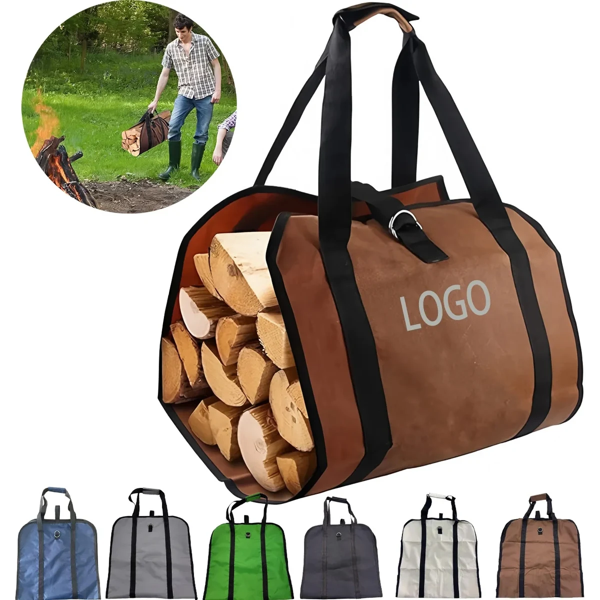 Waterproof Canvas Firewood Carrier Bag 1