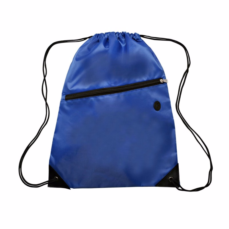 Drawstring Backpack With Zippered Pocket