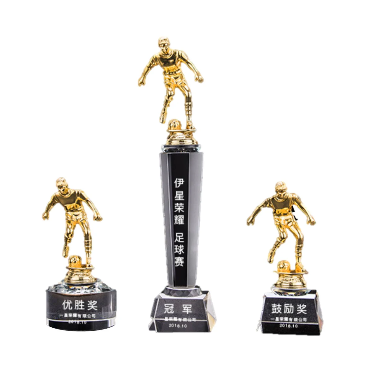 Gold-Plated Creative Soccer Boy Trophy With Crystal Base 1