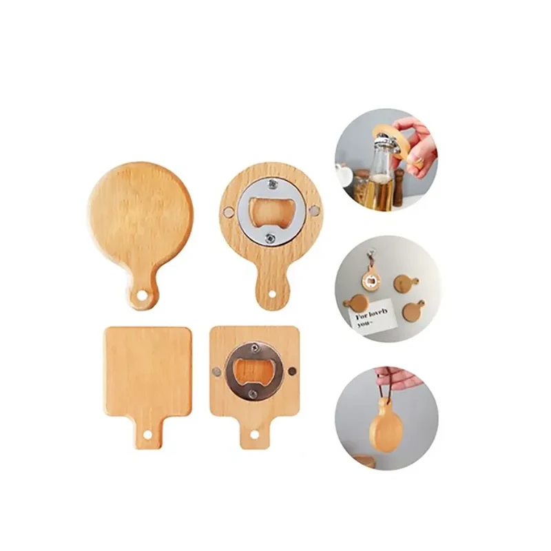 Beech Wooden Handle Bottle Opener With Magnet 1