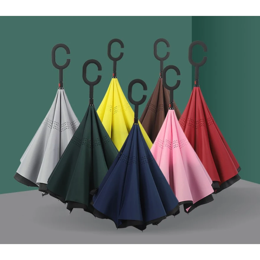 Windproof Reverse Folding Double Layer Inverted Umbrella 1