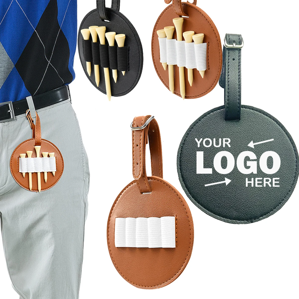 Portable PU Golf Tee Storage Pouch Keychain Accessory With Compact 1