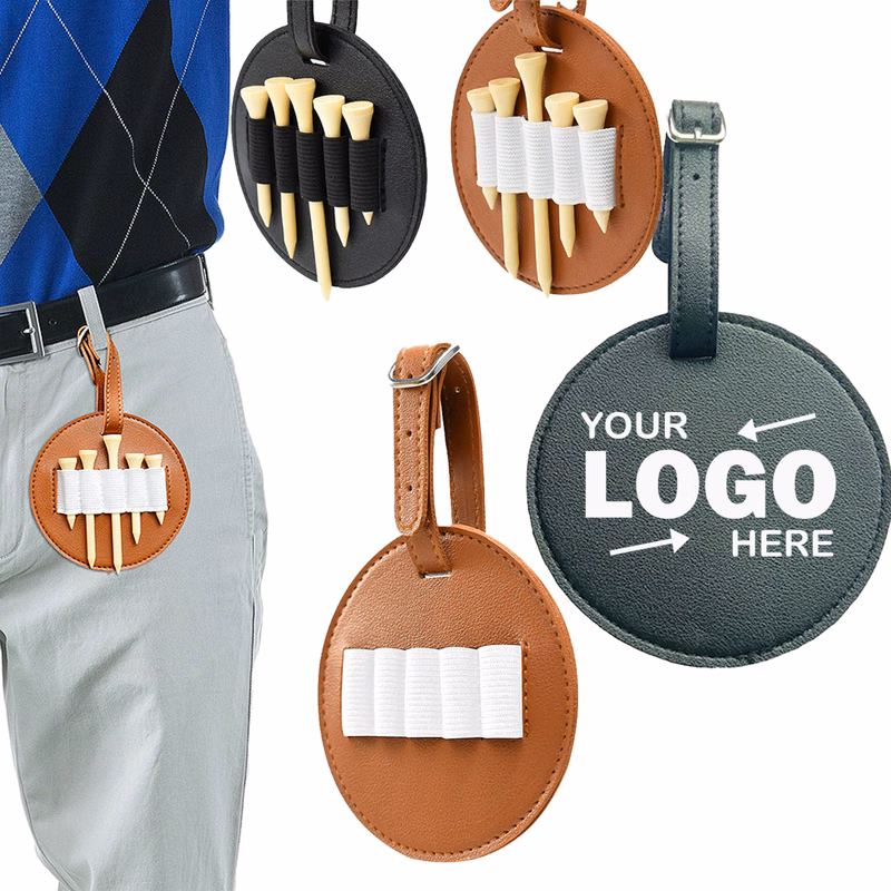 Portable PU Golf Tee Storage Pouch Keychain Accessory With Compact