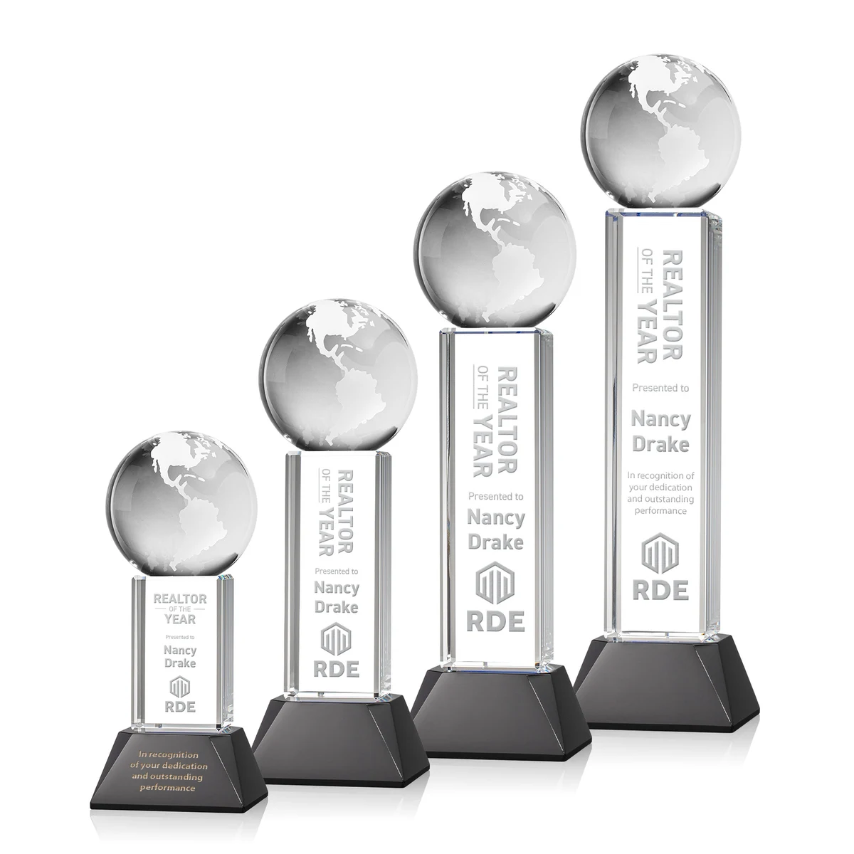 Globe Award on Stowe Base - Black 1