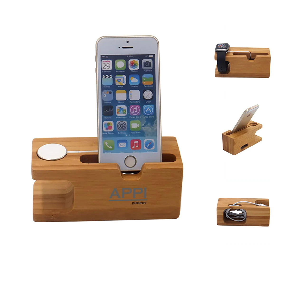 Bamboo Desktop Phone Holder 1