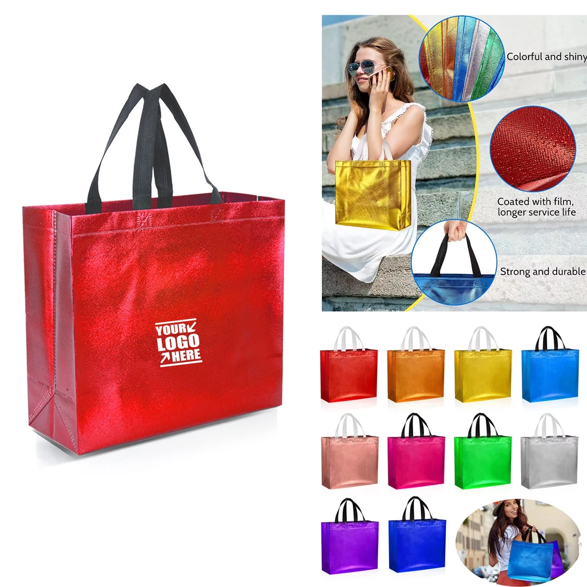 Luxury Shiny Metallic Laminated Non-Woven Gift Tote 1