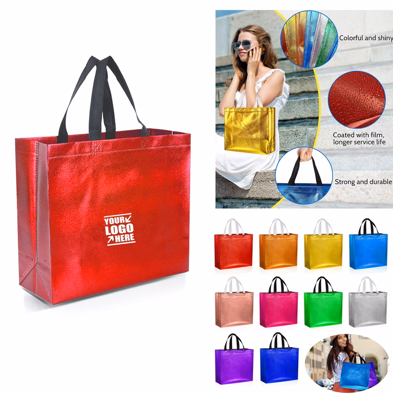 Luxury Shiny Metallic Laminated Non-Woven Gift Tote