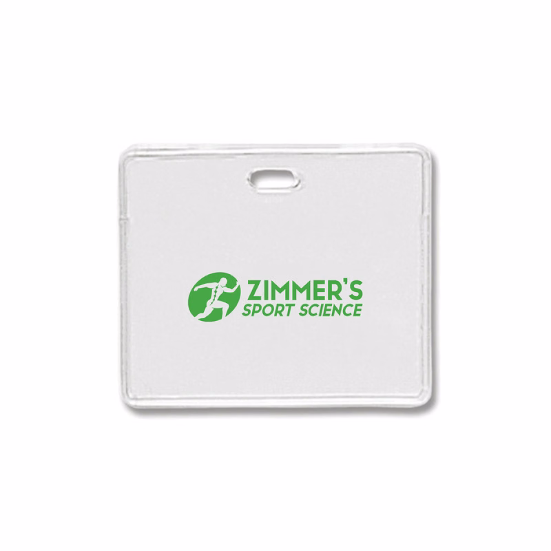 3.88" W x 3.08" H - Horizontal Clear Vinyl Badge Holder (1 Color Imprint)