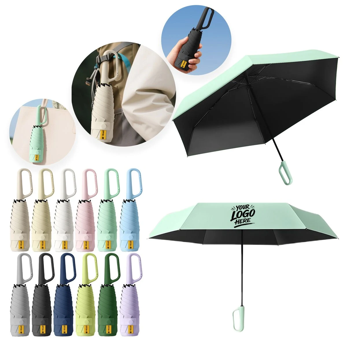 Foldable Ring Handle Umbrella UV Rain Travel Cover 1