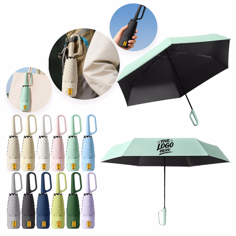 Foldable Ring Handle Umbrella UV Rain Travel Cover