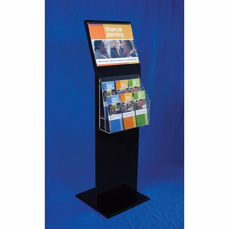 Black Acrylic Floor Literature Display with 14x11 Sign Holder