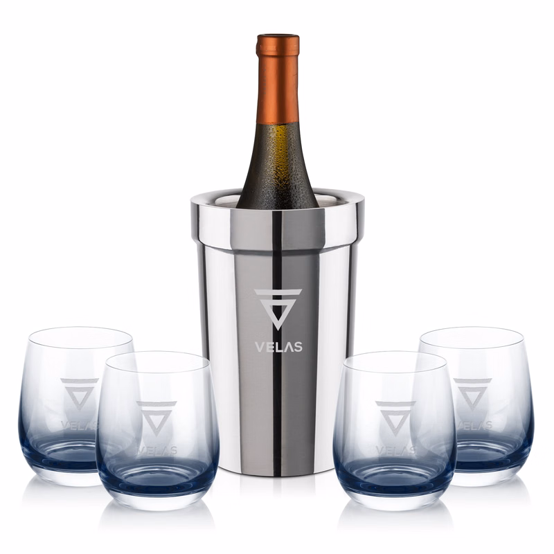 Milano Wine Cooler & Soudan Smoke Stemless Wine