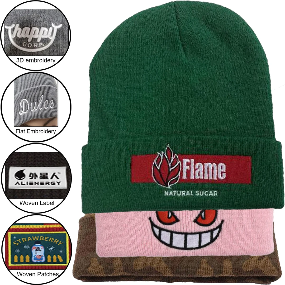 Custom made Stripped Cuffed knitted beanie with logo 1