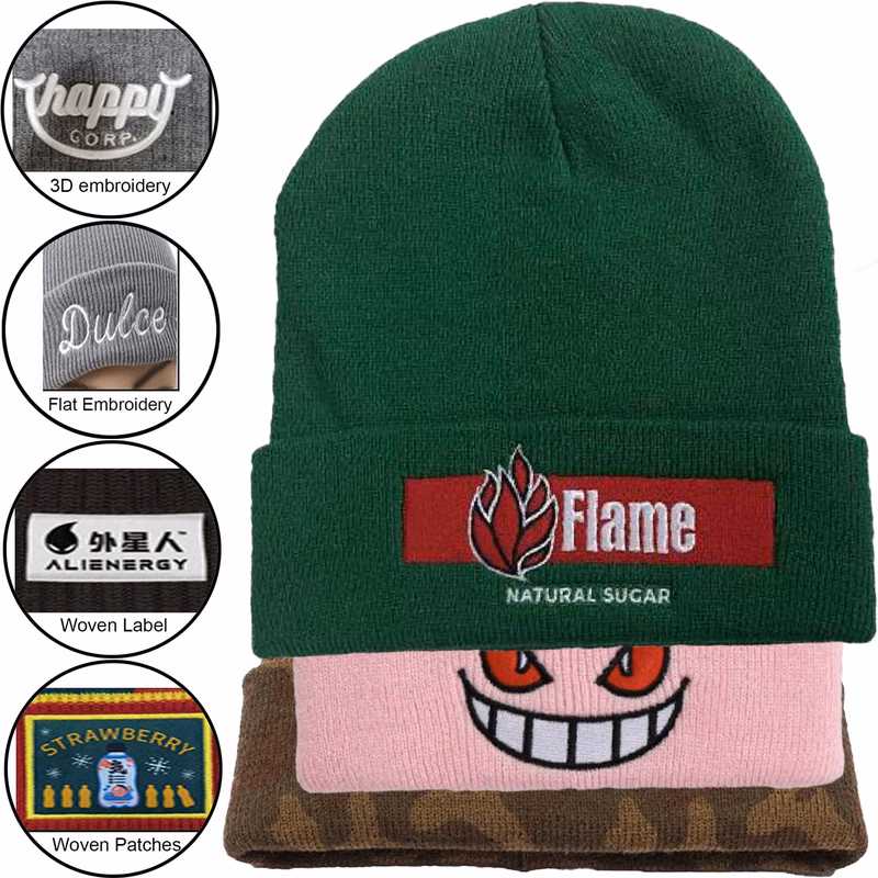 Custom made Stripped Cuffed knitted beanie with logo