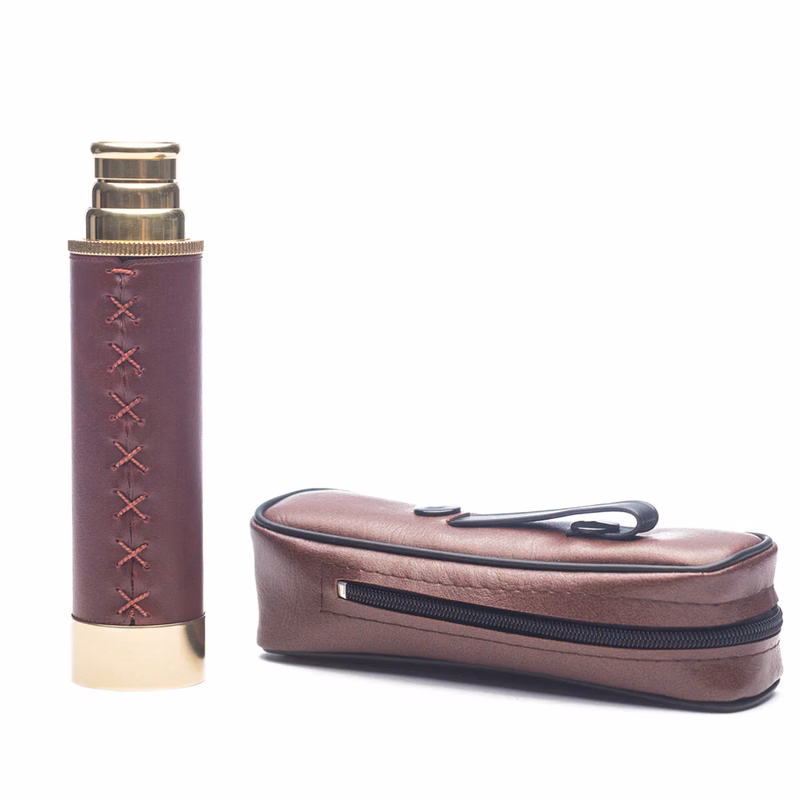 Genuine Leather Brass 4 Section Telescope