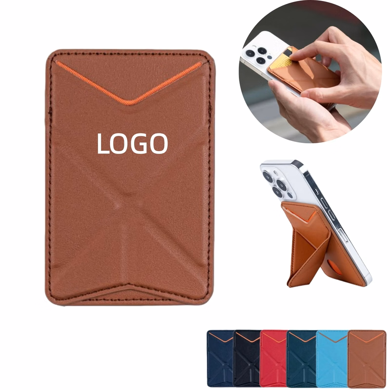 Leather MagSafe Foldable Wallet Kickstand Card Holder Stand