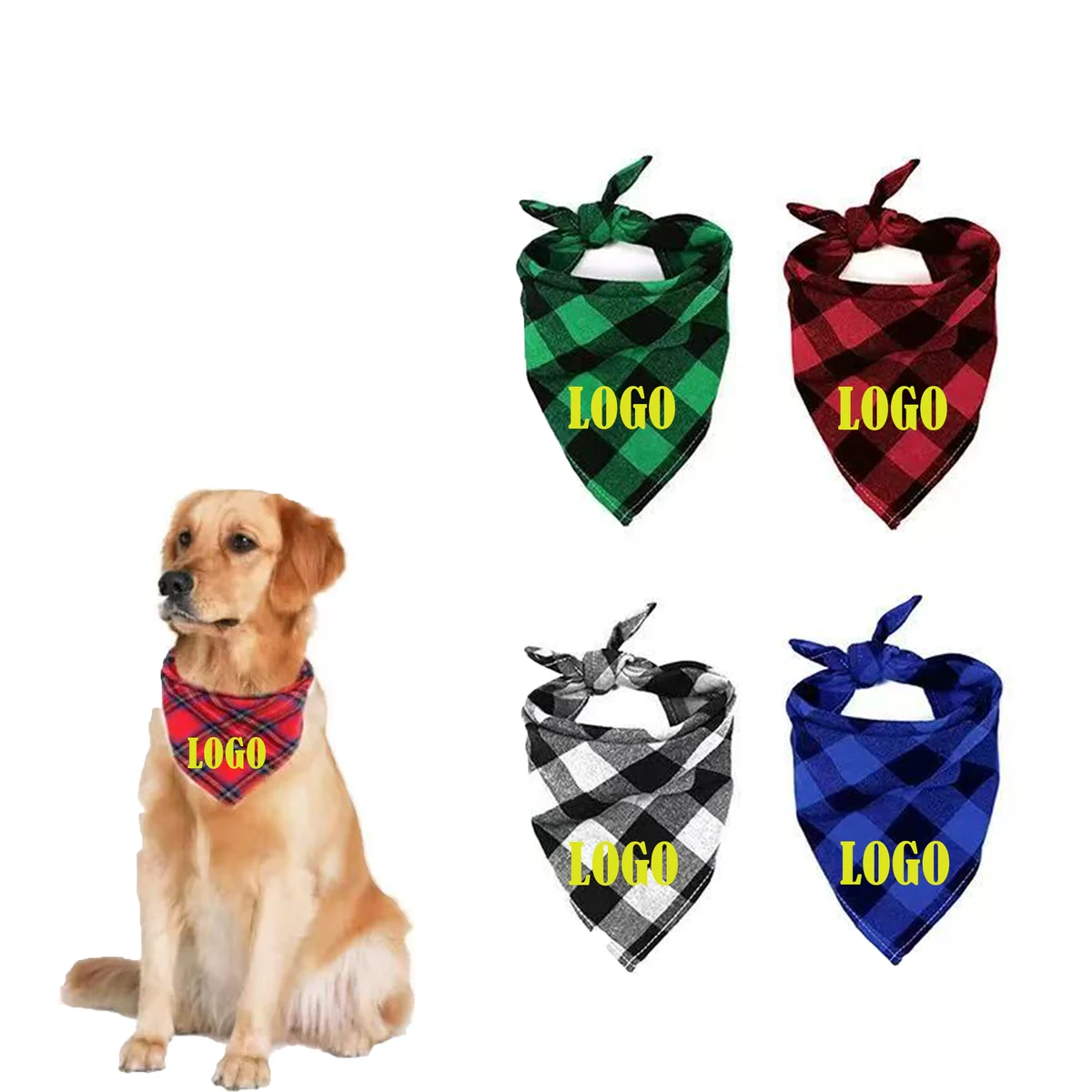 Cute Summer Plaid Dog Bandana 1