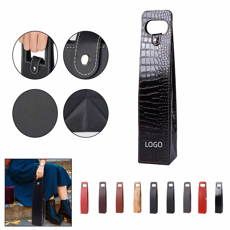 PU Leather Resuable Wine Tote Bag
