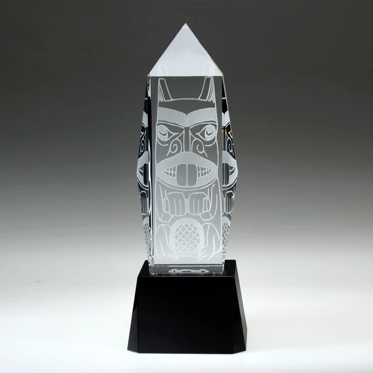 10" Liberty Obelisk Crystal Award w/Base 1
