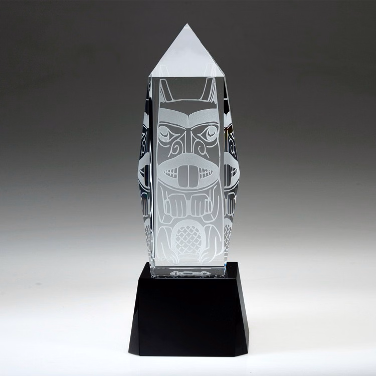 10" Liberty Obelisk Crystal Award w/Base