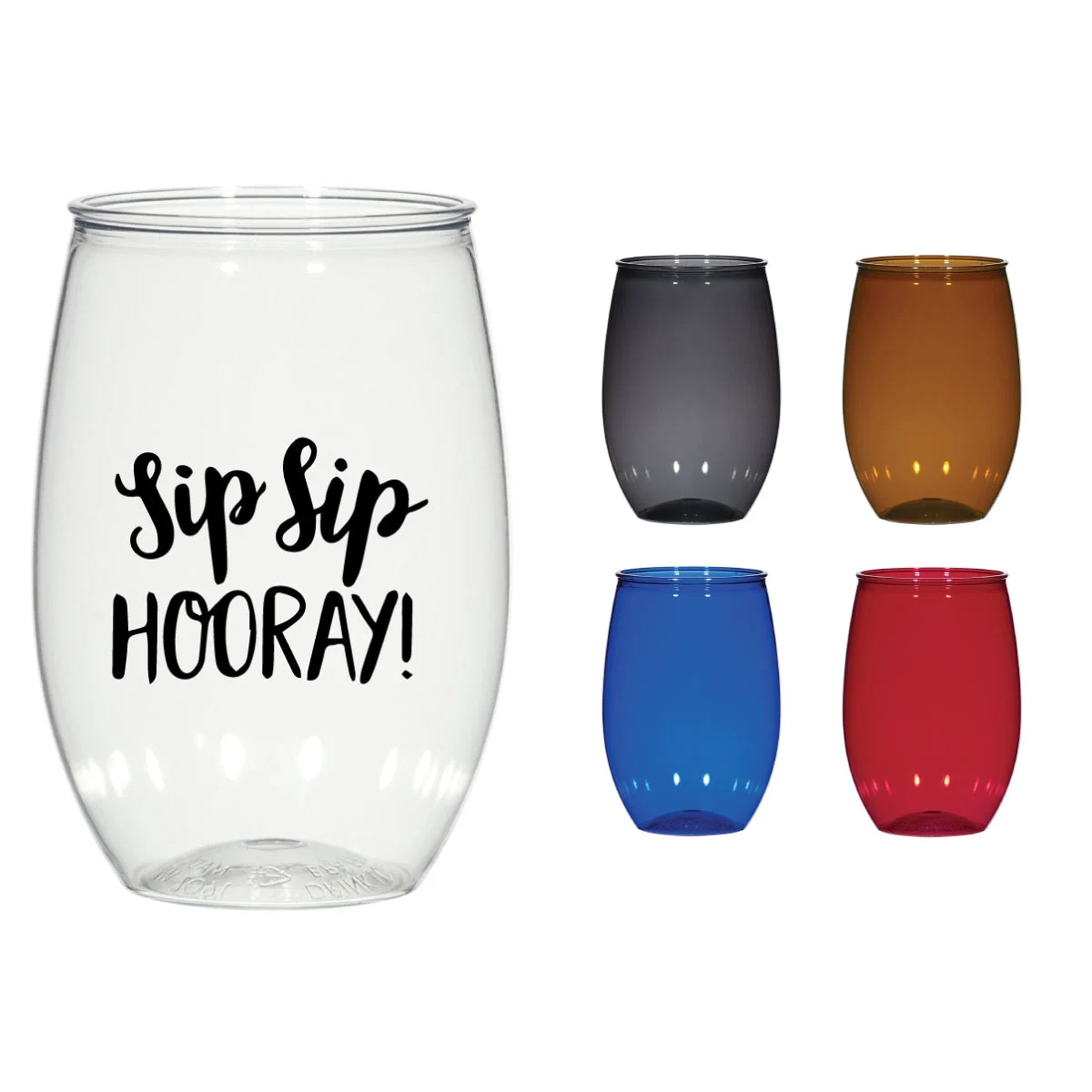 16 oz. Stemless Plastic Wine Glass 1