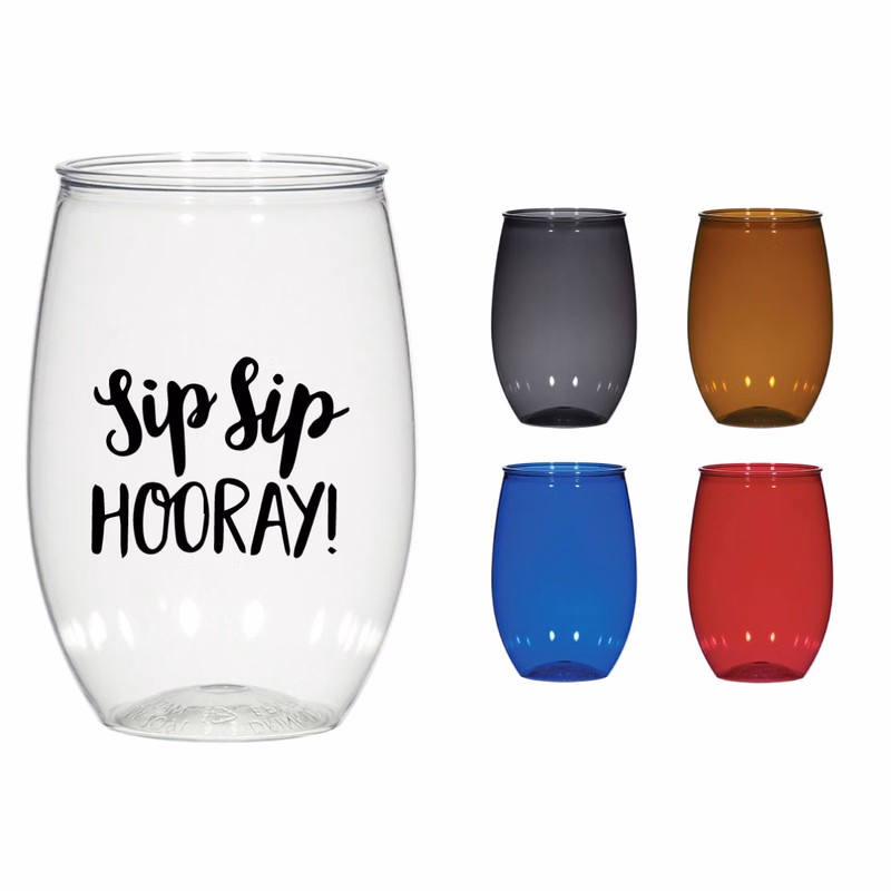 16 oz. Stemless Plastic Wine Glass