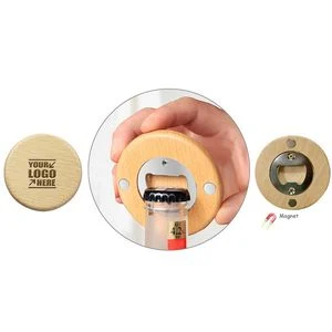 Stylish Round Wooden Bottle Opener With Magnet 1