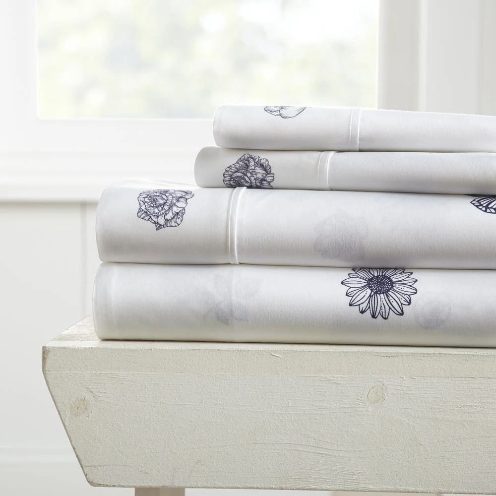 Bed Sheet Sets - Navy Indigo Cali King 4 Set 1