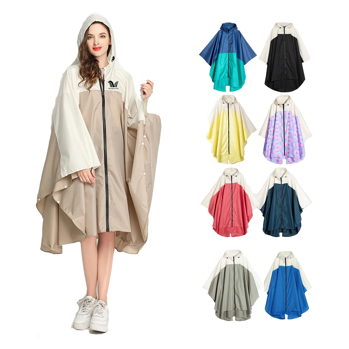 Rain Poncho Hooded Waterproof Raincoat Jacket 1