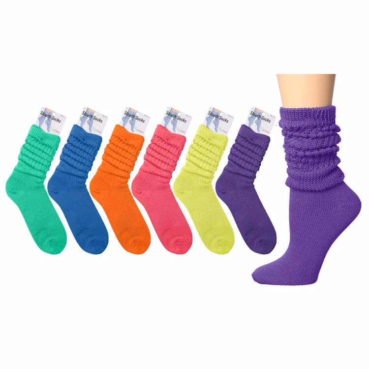 Women's Tipi Toe Cotton Slouch Crew Boot Socks Neon 9-11 1 Pack