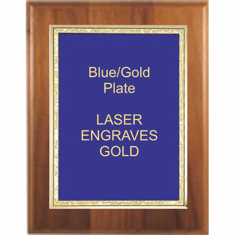 9" x 12" Cherry Finish Plaque with a Blue Florentine Plate