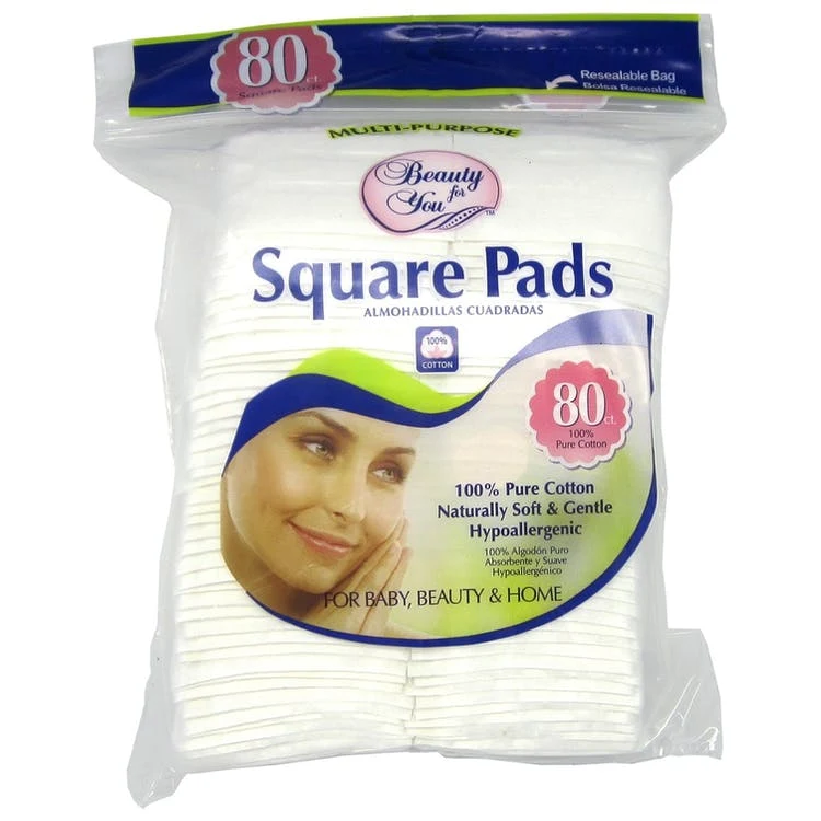 Cotton Square Pads - Hypoallergenic 80 CT 1