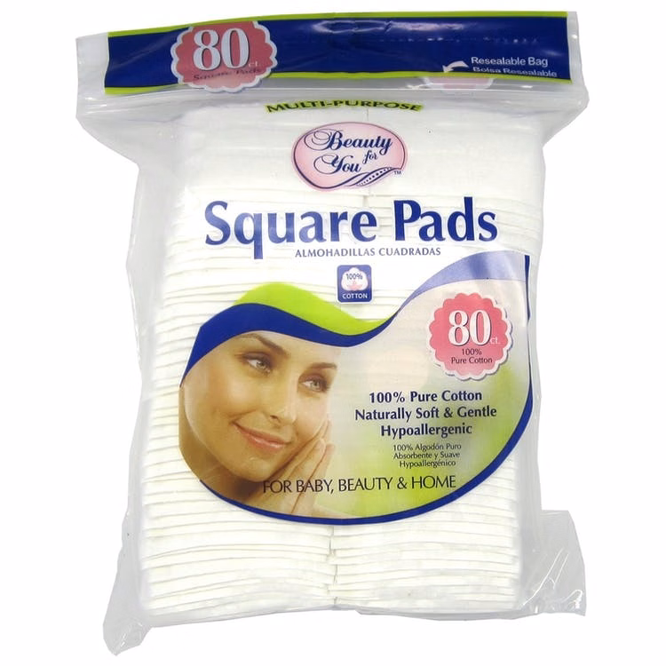 Cotton Square Pads - Hypoallergenic 80 CT