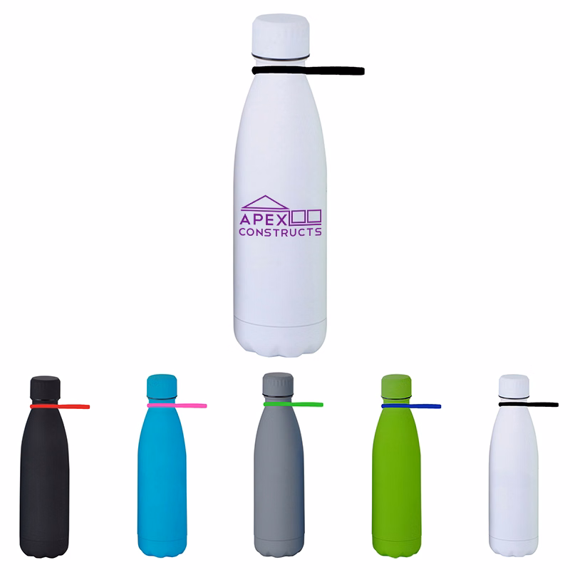 17 oz Matte Finish Stainless Steel Bottle W/ Silicone Strap