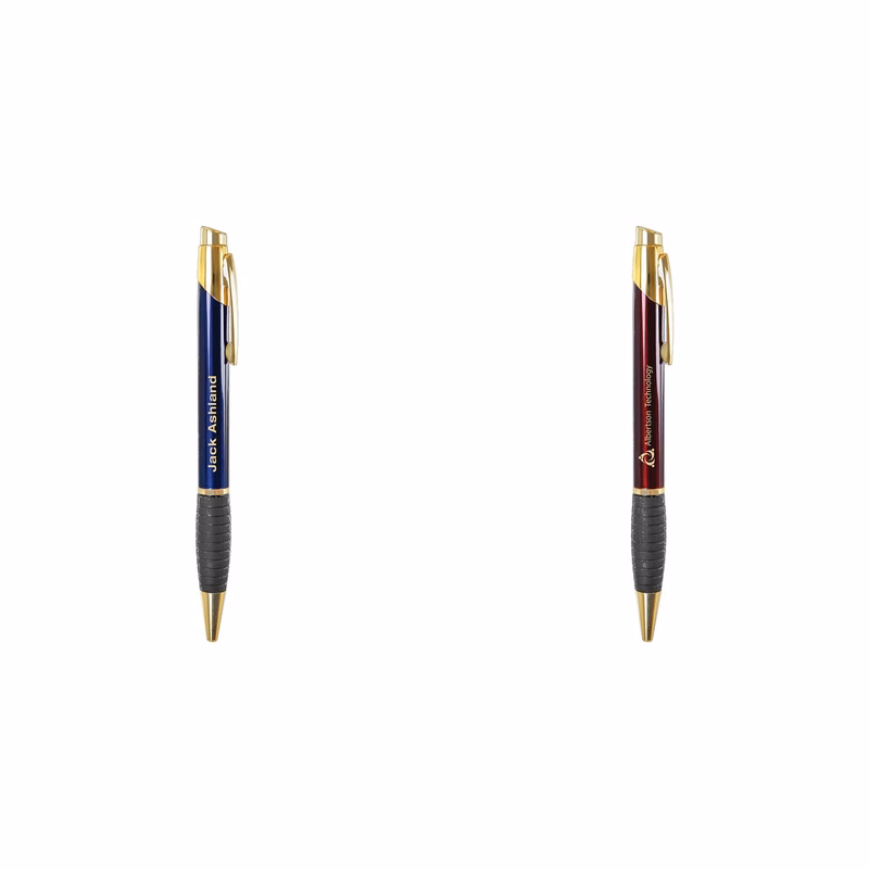 Gloss Brass Ballpoint Pen with Gripper