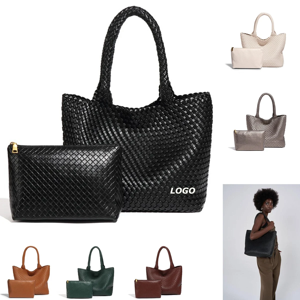 Woven Leather Handbag 1