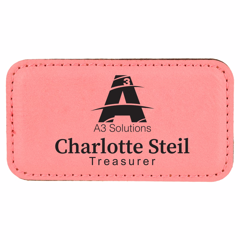 Laser Engraved Stitched Leatherette Badge (1.75"X3.25") Rectangle
