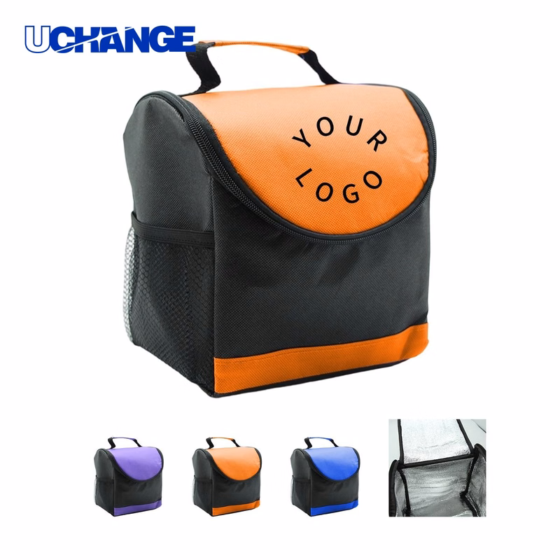 Non Woven Insulated Lunch Cooler Bag Carrier with Mesh Pocket