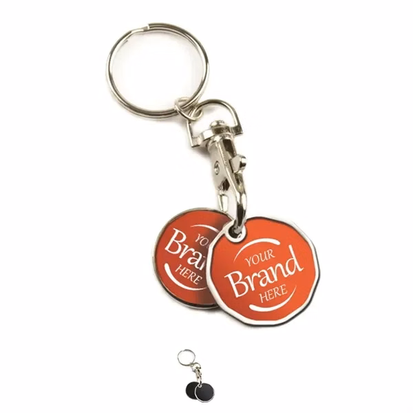 Custom Metal Shopping Cart Coin Token Keychain — Full-Color Corporate Recognition