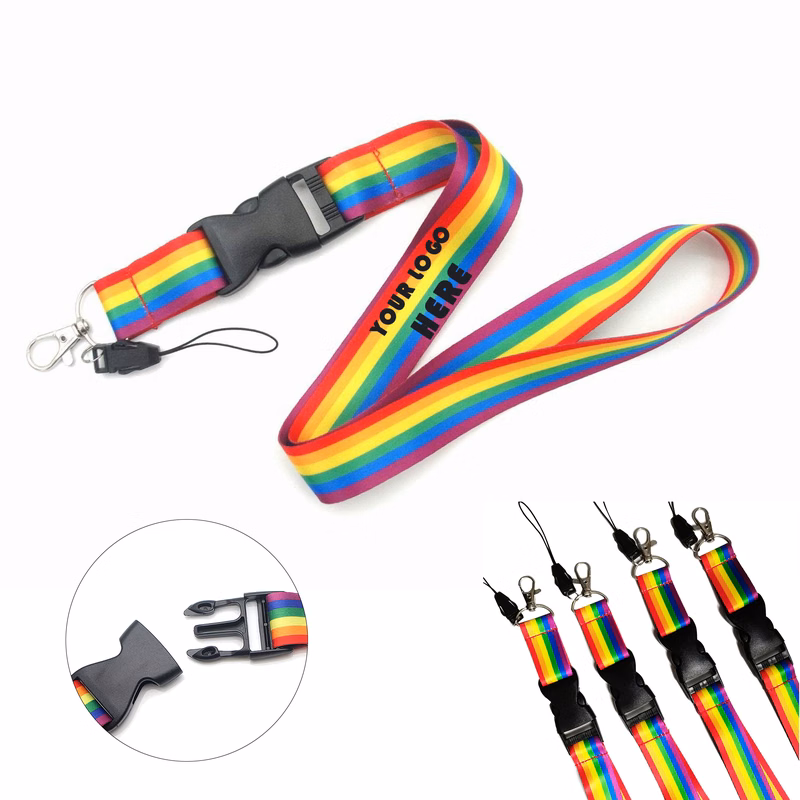 Multi-Function Rainbow ID Strap Phone Key Card Lanyard