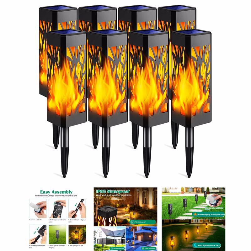 Solar Lights Outdoor Flickering Flame