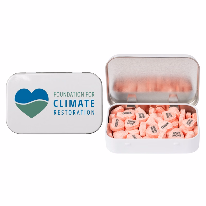 Rectangular Tin - Imprinted Conversation Hearts