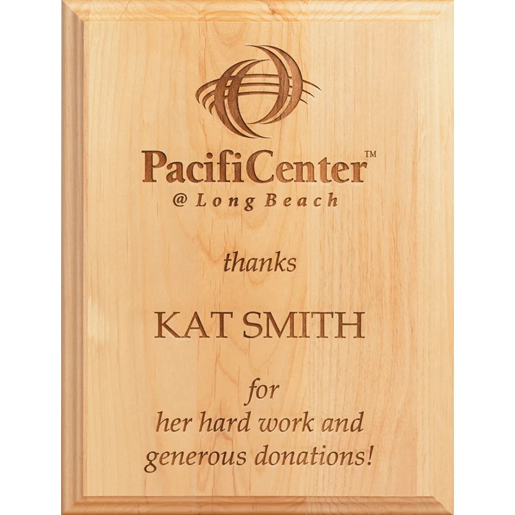 Alder Plaque w/Laser Engraved Into The Wood (5"x7") 1