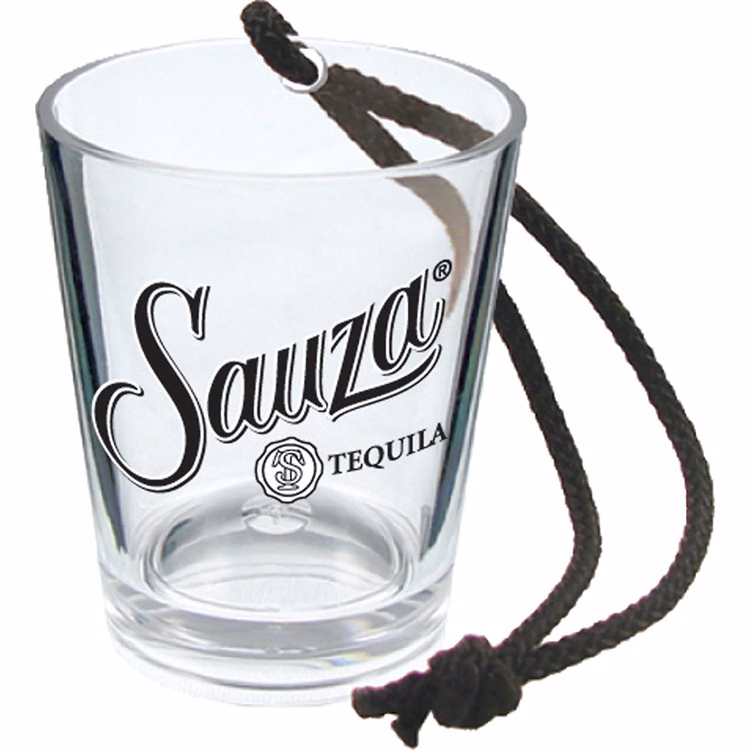 1.25oz Plastic Bottle Neck Hanging Sidecar Shot Glass with Black Rope