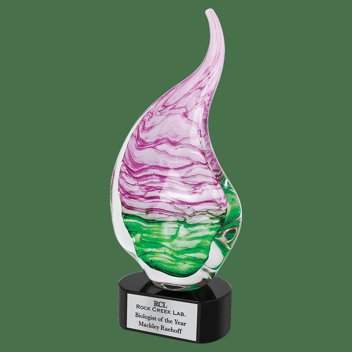 15.5" Pink/Green Art Glass 1