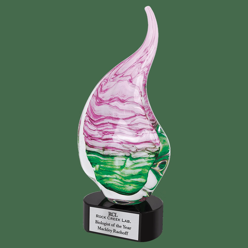 15.5" Pink/Green Art Glass