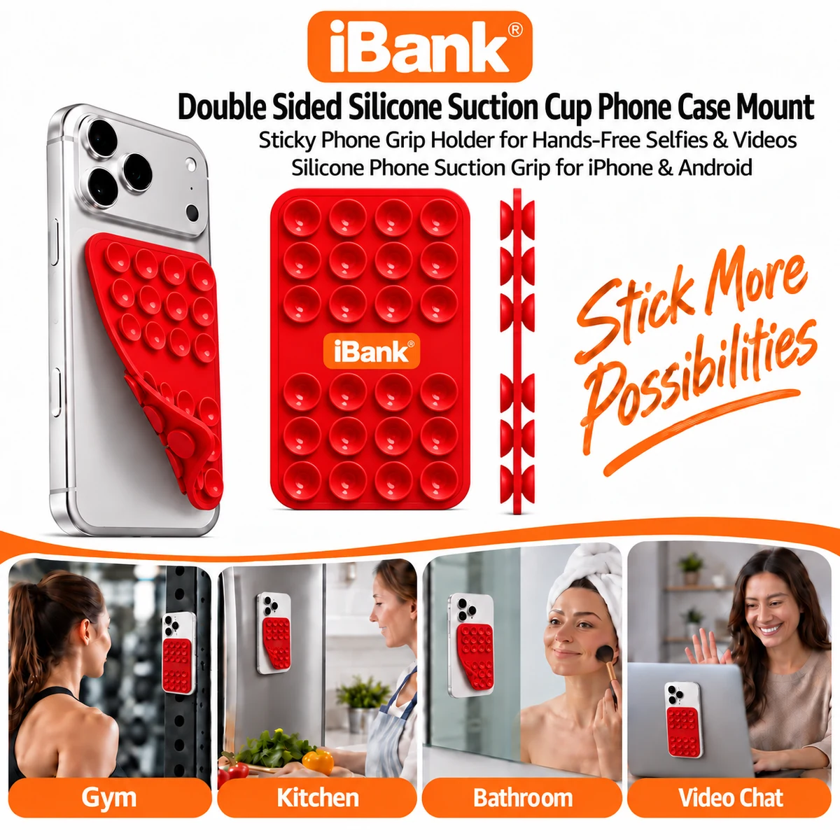 iBank ® Double Sided Silicone Suction Phone Case Detachable Mount 1